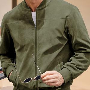 TEMU 2025 크로스보더 남성 패션 레저 스포츠 지퍼 스탠드업 칼라 재킷