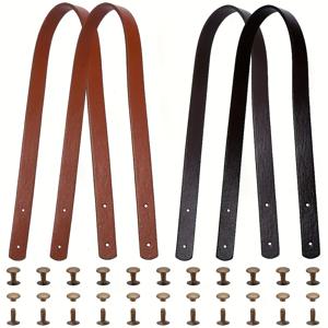 TEMU 4개 세트 합성가죽 가방 손잡이 - 철제 리벳 포함, 가방 교체용 핸드백 스트랩, DIY 지갑 만들기