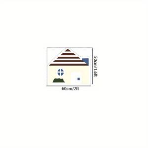 TEMU 두꺼운 10mm 고품질 모조 캐시미어 포인티드 바닥 1개 한국 크림 스타일 특수 모양 카펫 귀여운 INS 스타일 작은 집 모양 침실 푹신한 침대 옆 러그 패셔너블 크리에이티브 라이트 럭셔리 홈 데코 리빙룸 바닥 매트