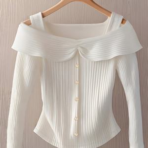 TEMU 여성용 스타일리시하고 우아한 핏 롱 슬리브 티셔츠