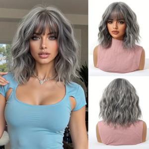 TEMU 14인치 그라데이션 회색 블랙 장미 네트 앞머리 트리밍 가발 헤어밴드, 데일리 워크, 데이트, 파티, 뮤직 페스티벌, 할로윈 및 기타 행사에 적합, 다양한 축제 필수템