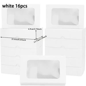 TEMU 남녀공용 선물용 8/16/24개입 정품 가죽 직사각형 창문형 파티 선물 상자, 21.4×13.7×6.9cm, 일회용 및 재사용 가능 종이 선물 상자, 밀봉이 쉽고 누수 방지, 휴대 및 보관이 간편—생일, 결혼식, 파티, 가정용 등 다양한 행사 및 일반 보관 용기로 적합