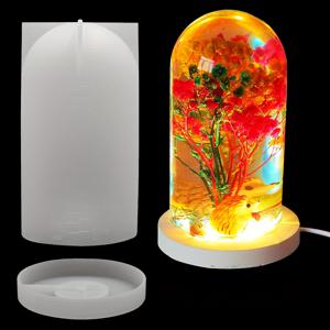 TEMU 2개 원통형 레진 몰드 (스탠드 포함) – 에폭시 램프, 양초, 테이블 장식, 데스크탑 장식용 실리콘 몰드 키트