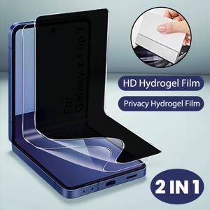 TEMU [2 IN 1] 삼성 갤럭시 Z 플립 7 FE 6 5 4 3 5G 보호 필름 (삼성 Zflip3 Zflip4 Zflip5 Zflip6 Zflip7 SE 스크린 보호 필름용) 1개 프라이버시 보호 필름 + 1개 고투명 풀 커버 소프트 하이드로겔 필름 (유리 아님)