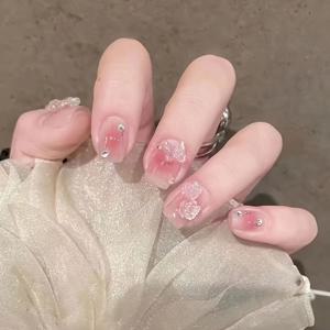 TEMU 10개입 수제 웨어러블 네일, 신선한 동백 나비 디자인, 데일리 및 축제 행사에 완벽. 여성용 재사용 가능한 인조 네일은 툴킷과 함께 제공됩니다.