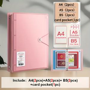 TEMU A4/B5/A5 루스리프 바인더 파일 정리함, 파일 박스 파일 가방, 다중 포켓 서류 홀더, 가정, 사무실, 여행용 수납에 적합, 영수증 및 서류용 투명 보호 슬리브, 청구서 정리함, 스타일리시한 파일 수납, 링제본 노트, 탁상용 서류 정리함