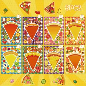 TEMU 8개/16개/24개 피자 스티커 | 책, 다이어리, 물병, 노트북, 여행 가방, 바구니 장식, 파티 선물용 만화 표정 디자인 - 혼합 색상, 일회용