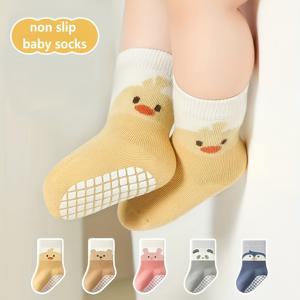 TEMU 5켤레 아기 바닥 양말, 미끄럼 방지, 쿨링, 사계절용, 귀여운 만화 실내 바닥 양말 (유아용)