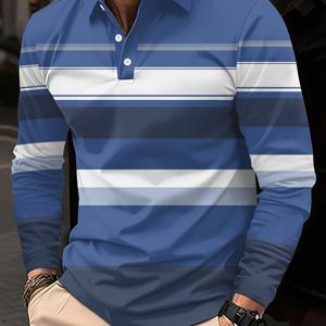 TEMU 남성용 골프용 캐주얼 3D 프린팅 긴팔 셔츠. 이글 패턴이 있는 네이비 블루 디자인. 스포티 스타일. 남성용 긴팔 셔츠