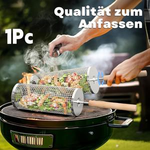TEMU 분리 가능한 손잡이가 있는 롤링 그릴 바스켓, 304 스테인리스 스틸, 초대용량, 가족 모임, 정원, 야외 주방 바베큐에 적합