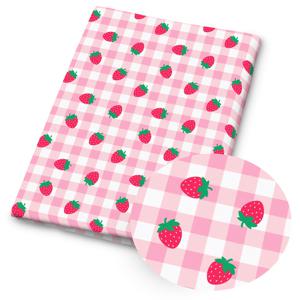 TEMU 1개 딸기 프린트 퀼팅 원단 - 59 X 19.68 인치 (150 X 50cm) 프리컷 폴리에스터 원단, 파스텔 핑크 딸기 패턴 - DIY 재봉, 스크랩북, 테이블보, 공예용