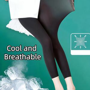 TEMU 여성용 블랙 시원하고 통기성 좋은 하이웨이스트 스트레치 레깅스 바지, 심부름용 및 캐주얼웨어용