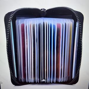 TEMU 남성용 초슬림 RFID 도난 방지 지퍼 지갑 - 다기능 명함 홀더, 안전한 여행용 신분증 정리함, 카드 12개 이상 및 현금 수납, 스타일 메탈 버클 참이 달린 내구성 있는 블랙 디자인