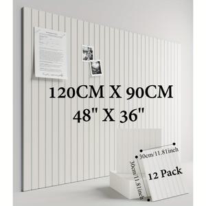 TEMU 대형 펠트 게시판 120cm*90cm 12개 세트, 접착식 방음 패널, 녹음용 방음재, 가정 사무실 및 교실용 코르크 보드, 코르크 보드 페그보드, 벽 장식