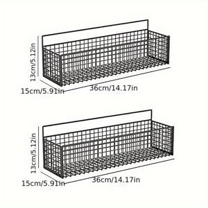 TEMU 2개 벽걸이 수납 랙, 속이 빈 디자인, 금속 와이어 수납 랙, 펀치 없는 벽걸이 바구니 (욕실 & 주방 정리용)