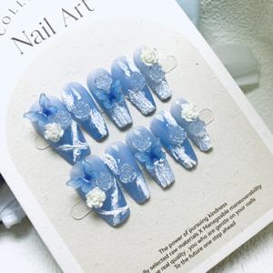 TEMU 10개입 핸드메이드 동백꽃, 투명하고 깨끗한 석고 나비, 새로운 탈부착 가능 웨어러블 네일