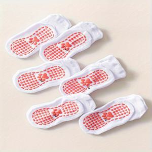 TEMU 소년 소녀용 미끄럼 방지 점이 있는 키즈 스포츠 트램폴린 양말 6팩