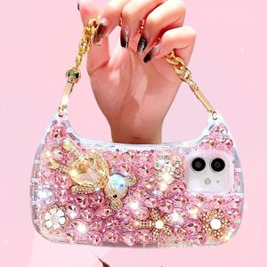 TEMU 폰 케이스: 럭셔리 손목 스트랩 체인 백형 샤이니 투명 보호 케이스, 아이폰 16 Pro Max, 11, 12, 13, 14 Pro Max, X, XS, XR, 7, 8 Plus, SE, 16 호환 보호 커버