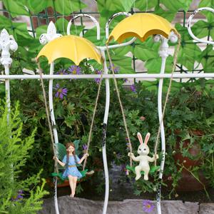 TEMU 밤에 빛나는 낙하산 꽃 요정과 토끼 장식품 2개, 봄, 정원 장식용 미니어처 요정 장식, 작은 동물 정원 장식, 가정 잔디밭 마당 나무 요정 풍경 장식용, 가정 정원 야외 장식에 적합