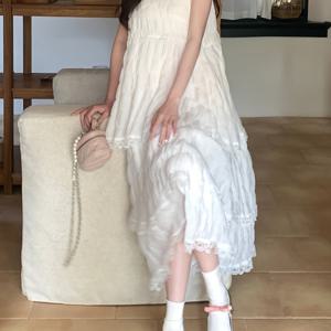 TEMU 레이스 장식 케이크 스커트 비치 바캉스 멜빵 원피스