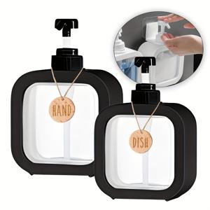 TEMU 2개 투명 리필 병 욕실 샤워 젤 핸드 소파 여행용 플라스틱 누름병 투명 로션 빈 용기 나무 태그 포함