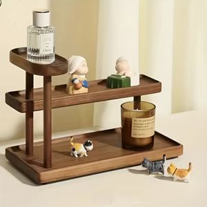 TEMU 3단 목재 책상 정리대 - 화장품, 향수, 장식용 다목적 보관 선반 | 공간 절약형 카운터탑 트레이, 쉬운 조립, 2가지 색상 옵션, 우아한 나무 마감, 사무용품