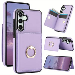 TEMU 갤럭시 S25/S24/S23/S22/S21 울트라/S24 FE/S23 FE/S21 FE/노트 20 울트라용 카드홀더 지갑형 케이스, 360° 회전 링 킥스탠드 자석 클립 내구성 커버