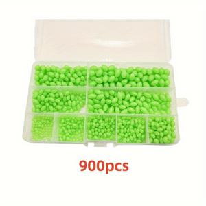 TEMU 400/900개 루어 올리브 비즈 형광 나이트 라이트 플라스틱 미끼 구슬 세트, 충돌 방지 및 보호 구슬 포함, 낚시 장비용