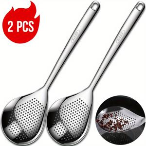 TEMU 1/2개, 고품질 304 스테인리스 스틸 체, 스커머, 핫팟 낚시 숟가락, 낚시 국수, 깊은 튀김 깔때기, 여과용 주방 요리 도구, 연장 손잡이, 후크 디자인, 가정/레스토랑/야외 사용 가능