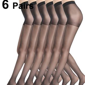 TEMU 6팩 여성용 시스루 하이웨이스트 타이츠 20D 지지력 강화 발가락 팬티스타킹