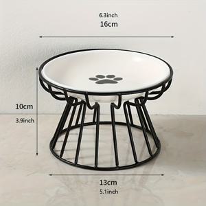 TEMU 2개/1세트 북유럽 스타일 고양이 밥그릇, 메탈 브래킷 세라믹 고양이 밥그릇, 목 통증 완화, 넘어짐 방지 디자인, 내구성 좋은 메탈 프레임 피더, 건식 사료, 스낵, 습식 사료에 적합, 배터리 불필요