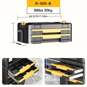 TEMU 에어아지 멀티펑셔널 싱글 툴박스 - 스택 가능, 바퀴 달린 접이식 대용량 플라스틱 휴대용 보관함, 차량 정비/차고 수납 전용 도구 정리용