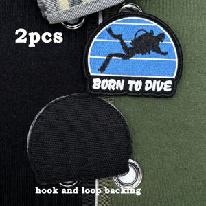 TEMU 2개 세트 블루 아웃도어 다이빙 스포츠 자수 패치 배지, 후크 앤 루프 뒷면, 전술 조끼용