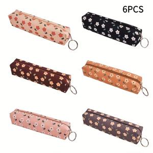 TEMU 연필 케이스, 6/12개입 스위트 스타일 농촌풍 소형 플로럴 컬러풀 문구 가방, 스타일 휴대용 보관 가방, 연필 상자, 대학 학생용, 할로윈 및 크리스마스 선물