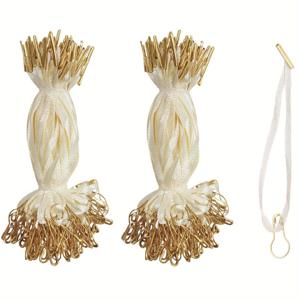 TEMU 200개 세트 행잉 스트링, 4.5인치 새틴 안전핀 및 바브 포함 - 베이지 색상 옷, 신발, 가방, 가격 태그용 행잉 핀 루프 패스너 로프 타이