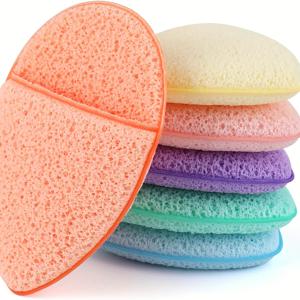 TEMU 6개입 얼굴 스펀지 세트, 컬러풀 클렌징 퍼프, 부드러운 재사용 메이크업 리무버 패드, 머드 마스크 어플리케이터 및 각질 제거 패드 포함