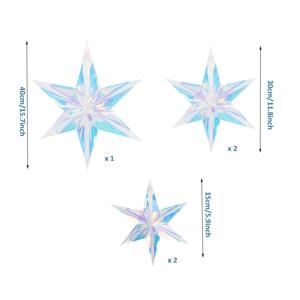 TEMU 5개 세트 반짝이는 행잉 장식, 별 모양 포일 장식, 생일, 인어 공주 테마 행사, 크리스마스, 새해 축하 행사 등 축제 행사에 완벽