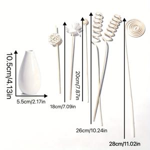 TEMU 우아한 세라믹 매끄러운 병, 스타일링 불꽃 없는 디퓨저 스틱 6개 포함, 홈 , 선물, 발렌타인데이, 남자친구 및 , 휴일