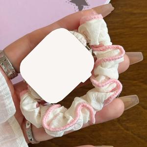 TEMU 애플워치 호환 Y2K 귀여운 체크 & 도트 스트레치 나일론 스트랩 - 리본 장식, 확장 가능한 버클, 애플워치 울트라/시리즈 11/10/9/8/7/6/5/4/3/2/1 호환 - 카와이 액세서리