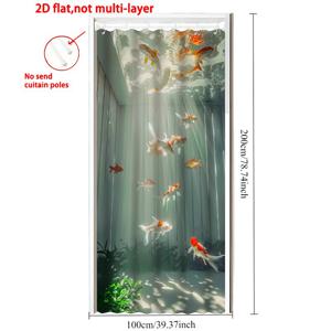 TEMU 1개 도어 커튼, 투명한 물 속에서 부드럽게 물고기를 2D 평면 프린트로 디자인되어 실내 및 실외 휴일 장식, 복도 교차점 및 축제 입구에 이상적입니다. 집 장식에 적합합니다.