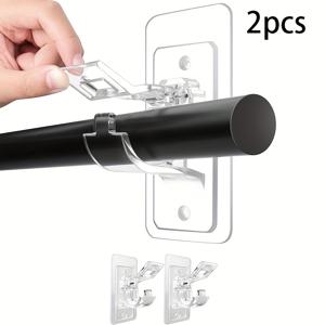 TEMU 2개 클래식 플라스틱 창문 커튼 봉 브래킷, 드릴링 필요 없음, 다기능, 자가 접착 봉 브래킷, 못 없는 접착 커튼 봉 후크, 기숙사, 욕실, 침실, 거실 장식용 커튼 후크, 홈 샤워 커튼 봉 사용, 창문 장식,홈 ,모던 후크,세련된 하드웨어,노드릴 설치,플라스틱 브래킷,셀프 접착 후크,노드릴 브래킷,홈 데코레이터,DIY 애호가