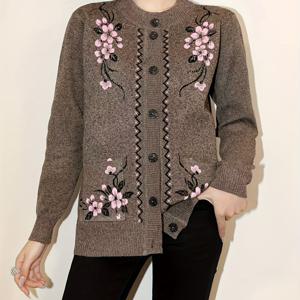 TEMU 여성용 패션 봄 가을 겨울 엄마옷 라운드넥 버튼업 가디건 아우터웨어 1개, 중년 및 노년층용, 루즈핏 패셔너블 상의