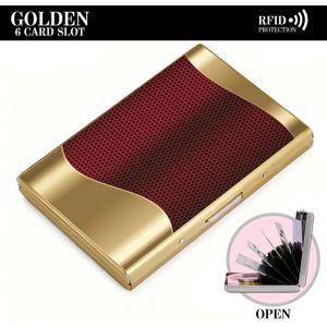 TEMU 레드 벌집 텍스처 메탈 지갑, 창의적인 메탈 카드 홀더, 은행 카드 보관 가방, 초박형 명함 홀더 (스냅 버튼 포함), ID 박스, 건조한 천으로 청소, 엣지 페인트 없음 - 남녀공용, 사랑하는 사람과 친구를 위한 완벽한 선물