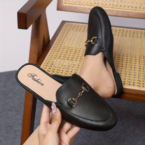 TEMU 여성용 플랫 뮬 신발, 여성 구두