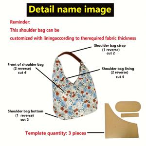 TEMU 재봉 패턴 1:1 스케일 여성용 핸드백 재봉 템플릿 스타일리시 토트백 프로토타입 디자인 완벽한 수제 가방 제작 템플릿 재봉 애호가를 위한 이상적인 스타터 선물