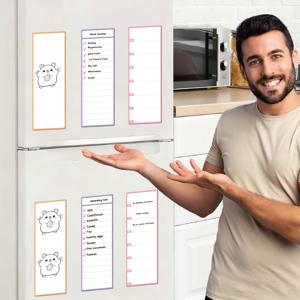 TEMU 자석 화이트보드 3종 세트 - 주간 플래너, 자석 할 일 목록, 메뉴/쇼핑 목록, 건식 지우개 화이트보드용 재사용 가능한 냉장고 화이트보드 - 마커 4개 포함