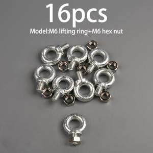 TEMU 16개 M6/M8/M10 아이볼트 세트 (헥스너트 포함), 헤비듀티 스레드 메카니컬 숄더 아이볼트, M6 M8 M10, 너트 패스너용 하드웨어 링 아이볼트