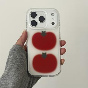 TEMU 크리에이티브 큐트 토마토 솔리드 컬러 젤리 폰 케이스, 아이폰 17 프로 맥스, 17 프로, 17 에어, 17, 16, 15, 14, 13, 12 프로 맥스, 11 호환. 패셔너블 하이글로스 소프트 보호 백커버, 여성 선물, 데일리 필수품, 패셔너블 모바일 액세서리. 페인트 젤리 소재~화이트 라지 홀 IMD-화이트-큐트 토마토 627PS