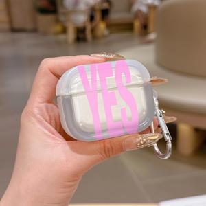 TEMU Airpods 1/2/3/4/Pro/Pro2용 경량 및 내구성 핑크 보호 케이스 (TPU 텍스처, 스크래치 방지 및 충격 방지 기능, 간편한 휴대를 위한 버클 포함)