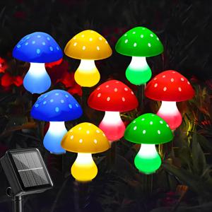 TEMU 태양광 버섯등 야외 정원 장식 램프, 밝기 조절 가능, 8-LED 버섯 야외 액세서리, 8가지 모드 태양광 크리스마스 장식 잔디등, 광원 센서 디자인, 캠핑, 안뜰, 정원, 조경, 뒤뜰, 길 장식용